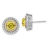14K Two-Tone Lab Grown VS/SI+ G+ Dia & Created Yellow Sapphire Earrings